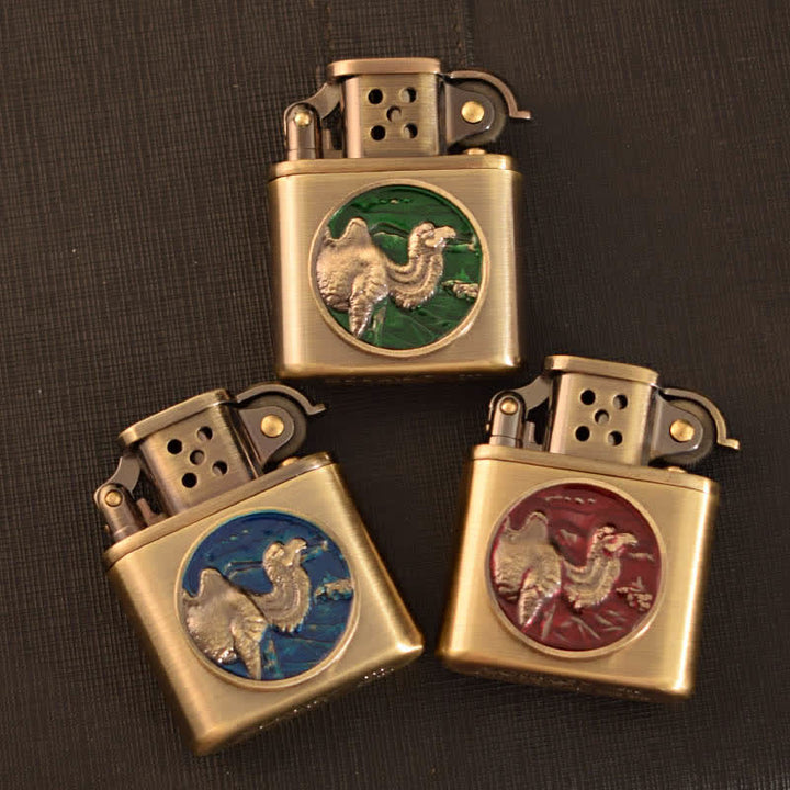 Antique Bronze Enameled Animal Pattern Refillable Kerosene Lighter - image 3
