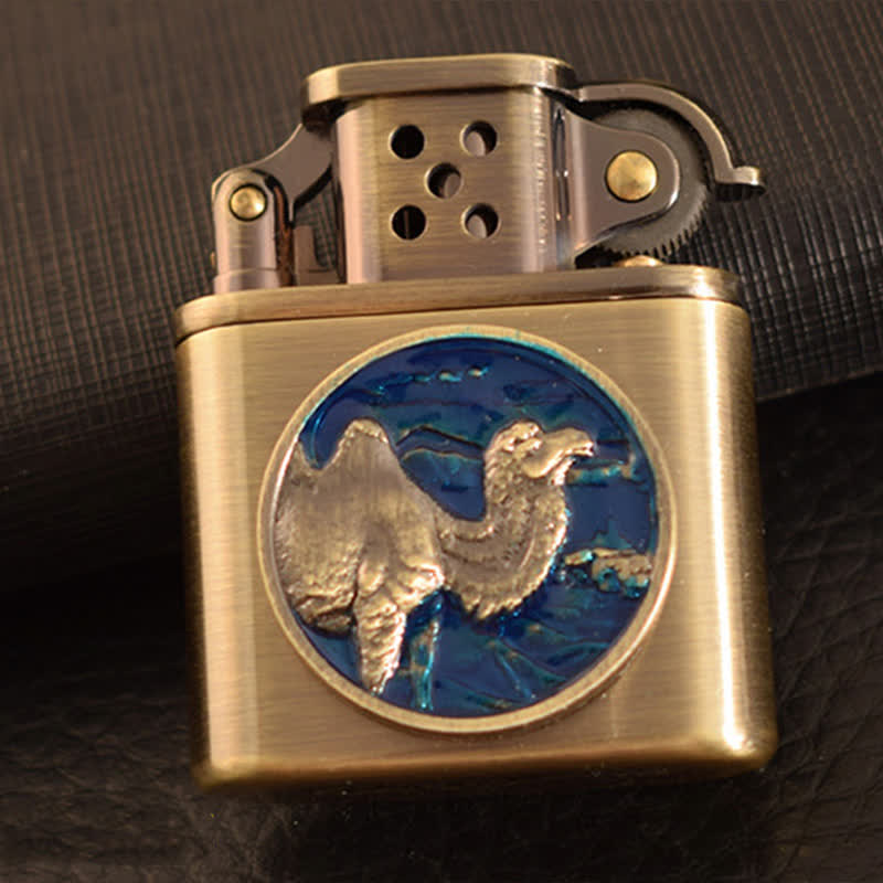 Antique Bronze Enameled Animal Pattern Refillable Kerosene Lighter - image 7