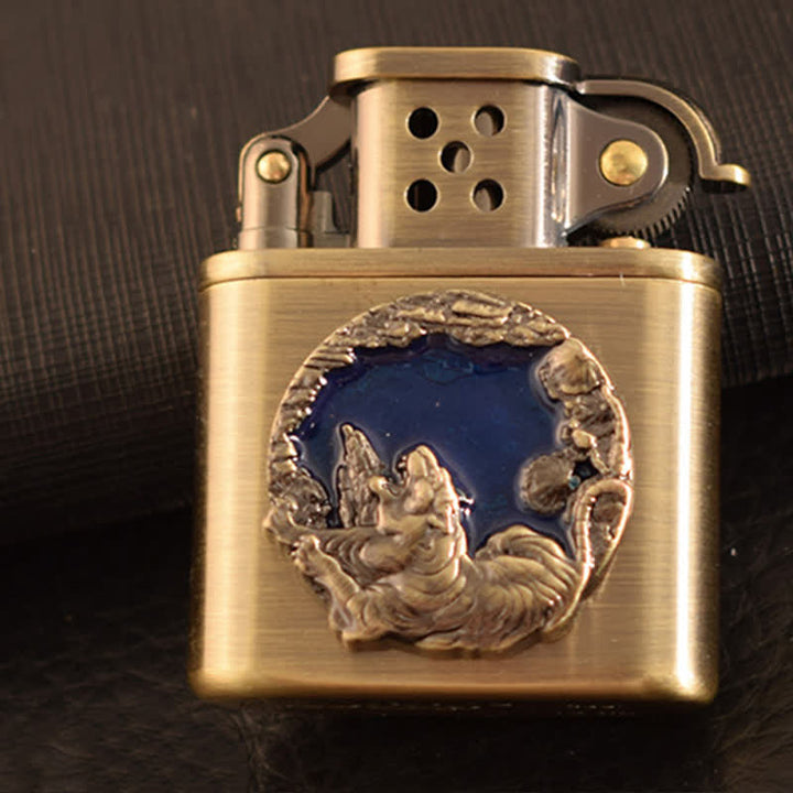 Antique Bronze Enameled Animal Pattern Refillable Kerosene Lighter - image 13
