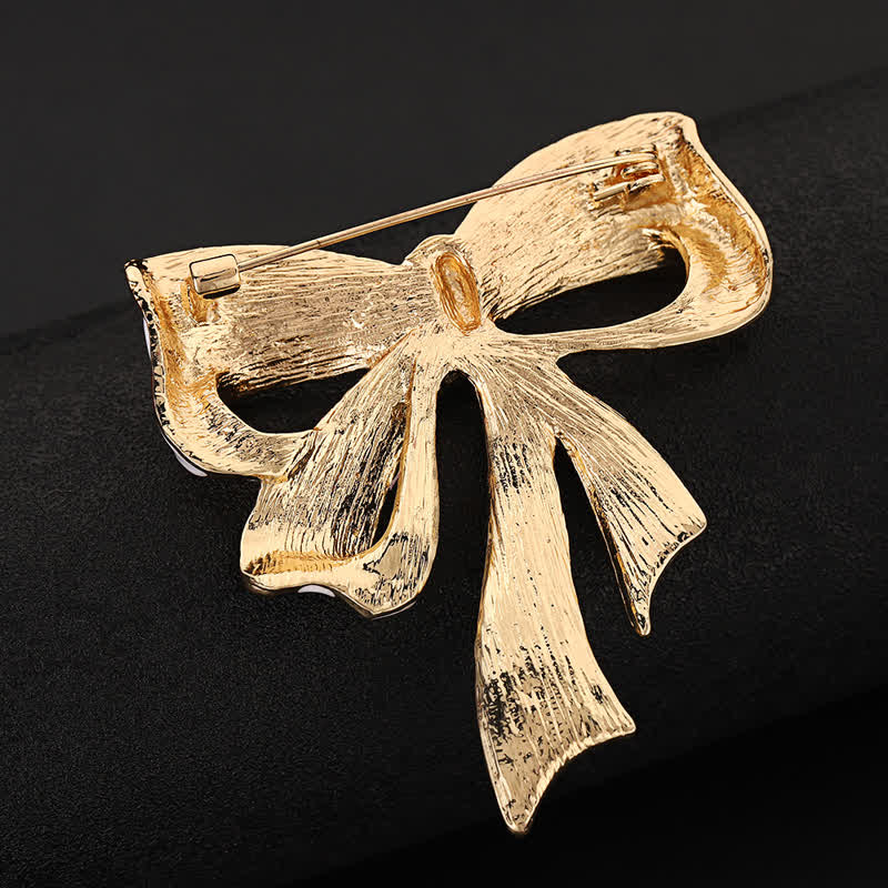 American Flag Bow Knot Rhinestone Brooch - image 1
