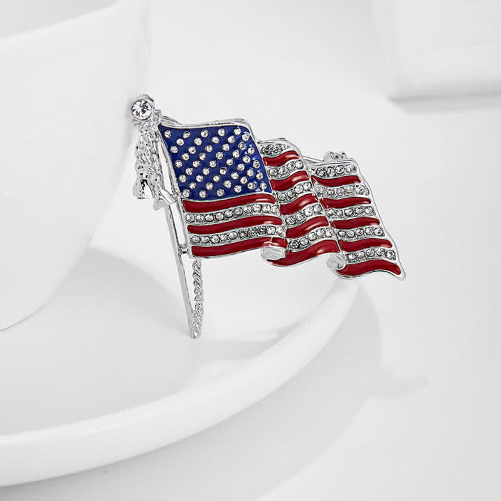 Patriotic American Flag Sparkling Rhinestone Brooch - image 4