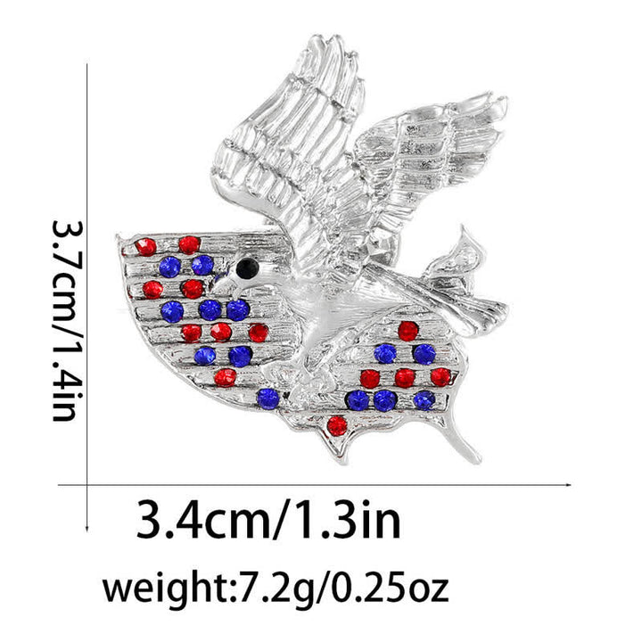 Rhinestone Eagle American Flag Patriotic Brooch - image 11