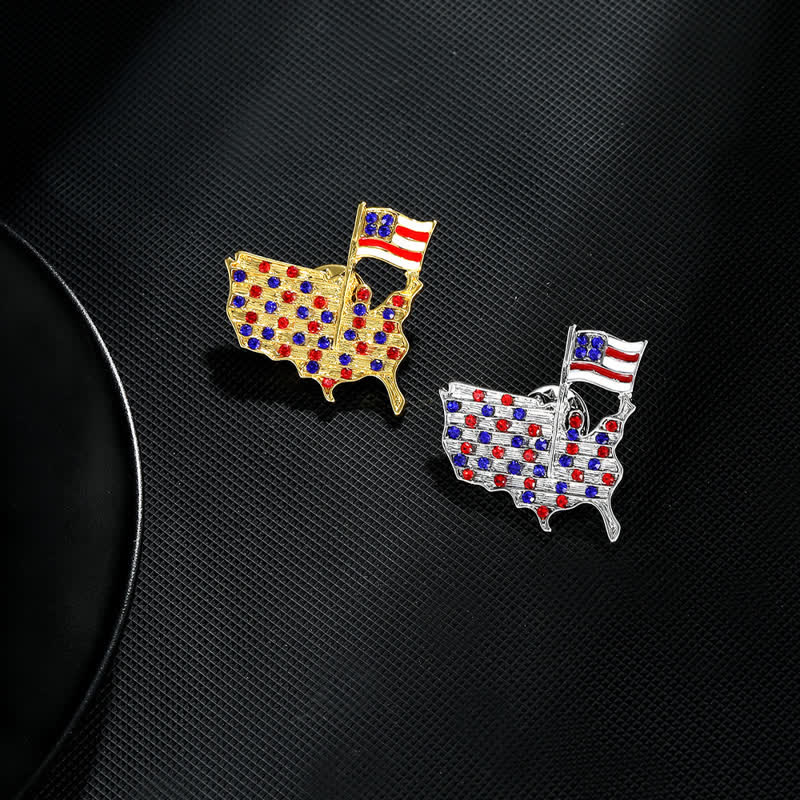 Rhinestone Eagle American Flag Patriotic Brooch - image 3