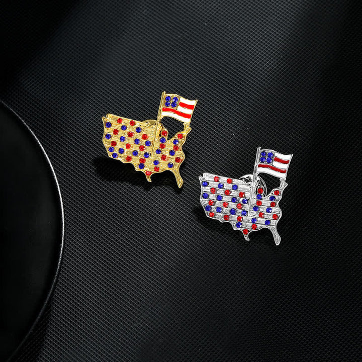 Rhinestone Eagle American Flag Patriotic Brooch - image 3