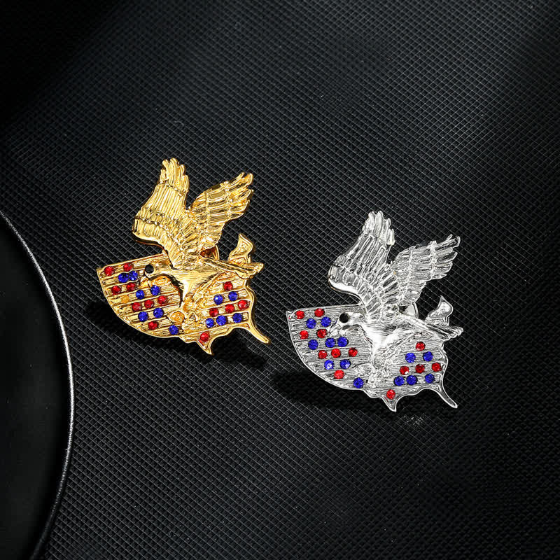 Rhinestone Eagle American Flag Patriotic Brooch - image 10