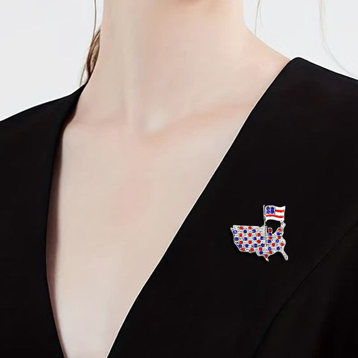 Rhinestone Eagle American Flag Patriotic Brooch - image 1