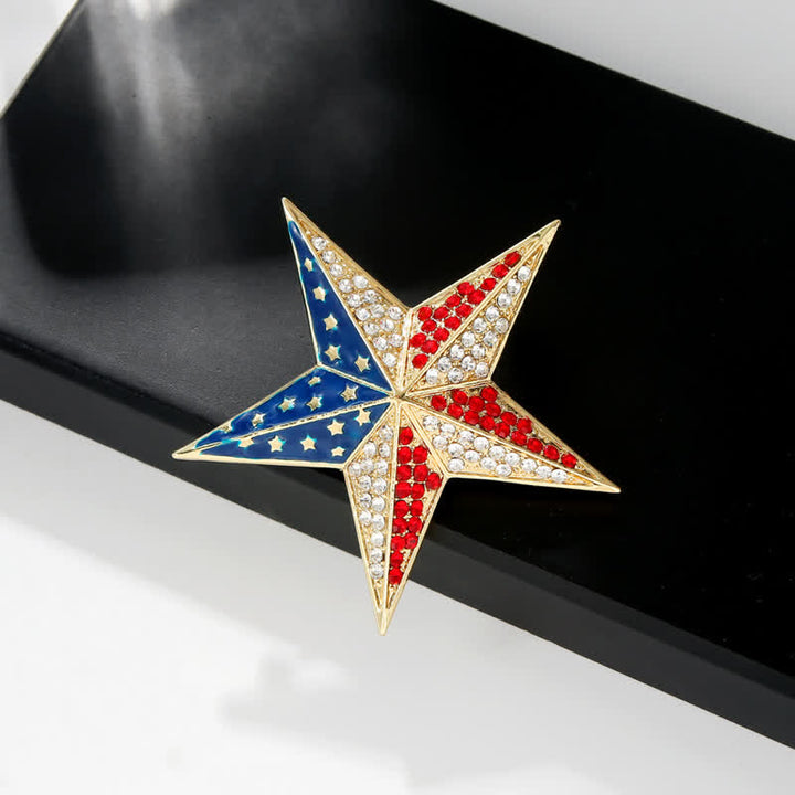 Red White & Blue Star American Flag Patriotic Brooch - image 4