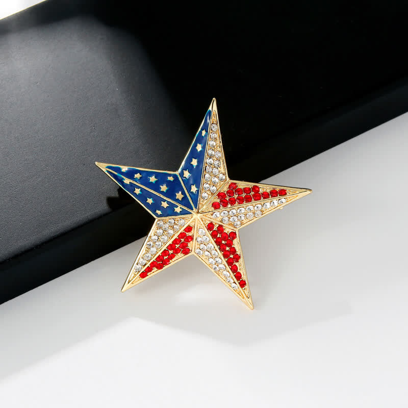 Red White & Blue Star American Flag Patriotic Brooch - image 5