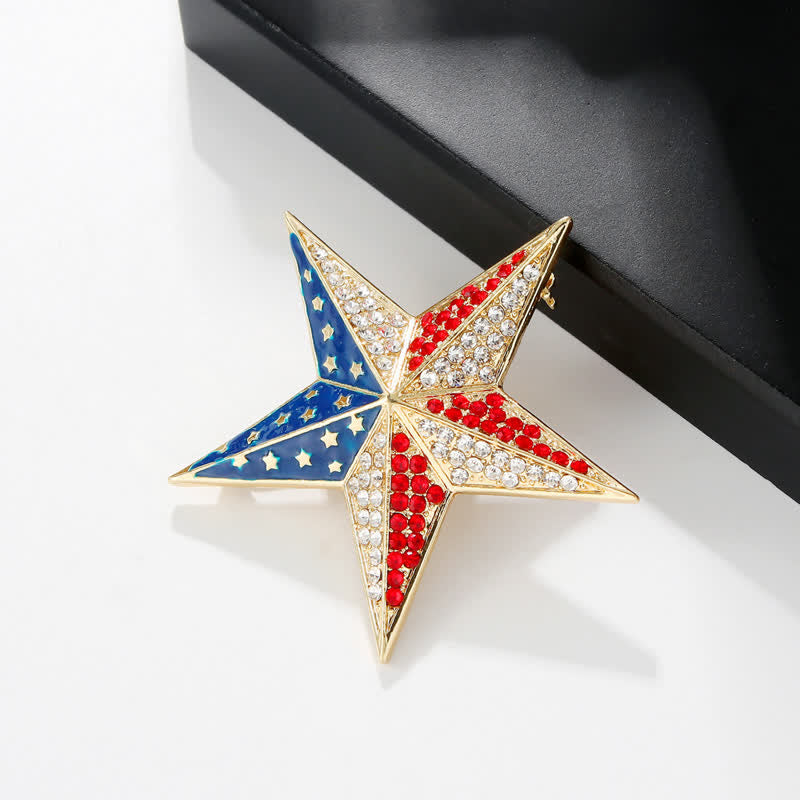 Red White & Blue Star American Flag Patriotic Brooch - image 1