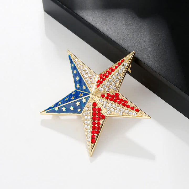 Red White & Blue Star American Flag Patriotic Brooch - image 1