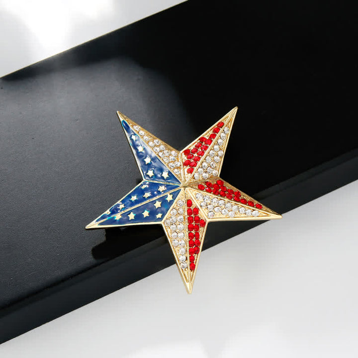 Red White & Blue Star American Flag Patriotic Brooch - image 3