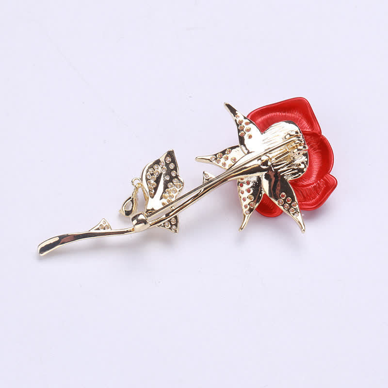 Elegant Gentle Red Rose Zircon Brooch - image 6