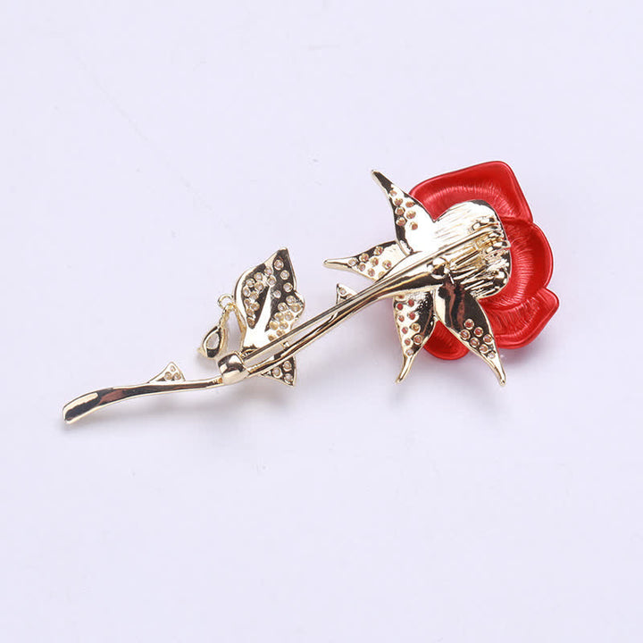 Elegant Gentle Red Rose Zircon Brooch - image 6
