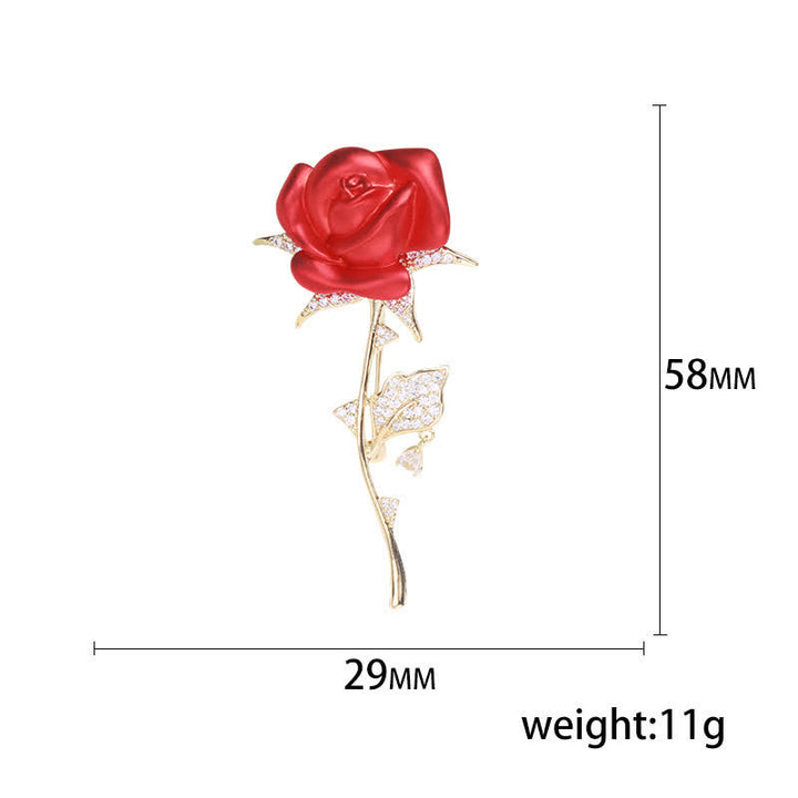 Elegant Gentle Red Rose Zircon Brooch - image 7
