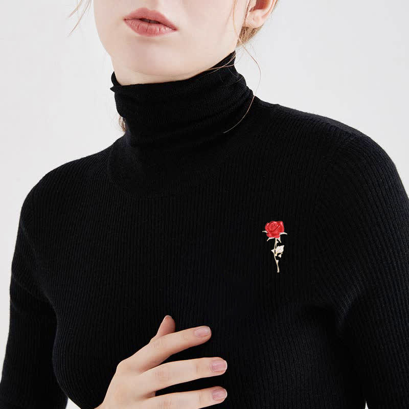 Elegant Gentle Red Rose Zircon Brooch - image 1