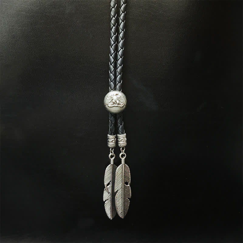 Mini Animal Series Pendant Feather Shape Tip Bolo Tie - Style #2 - image 4