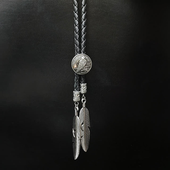 Mini Animal Series Pendant Feather Shape Tip Bolo Tie - Style #3 - image 5