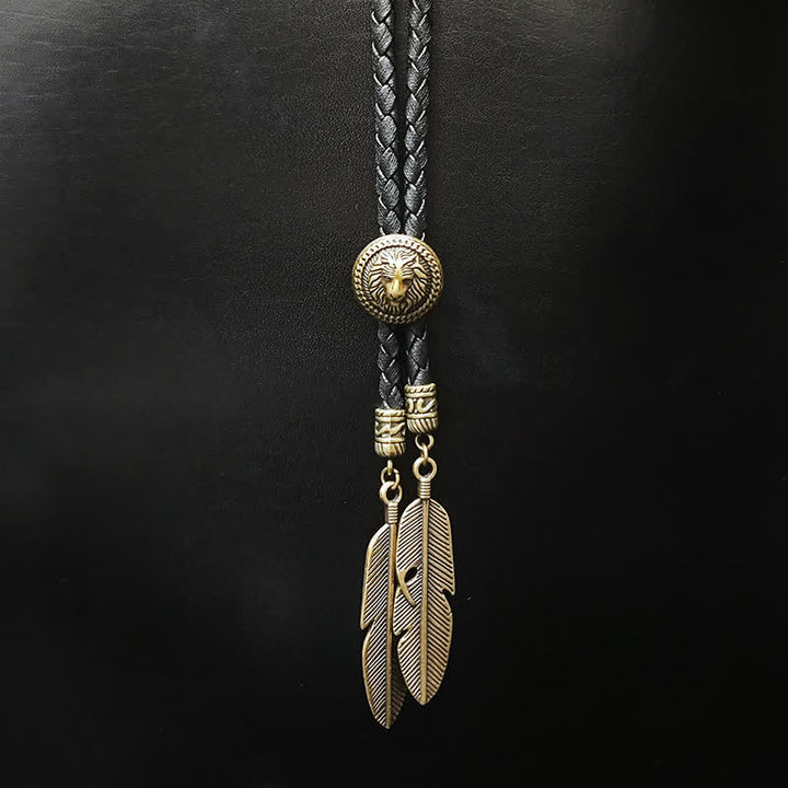 Mini Animal Series Pendant Feather Shape Tip Bolo Tie - Style #8 - image 10