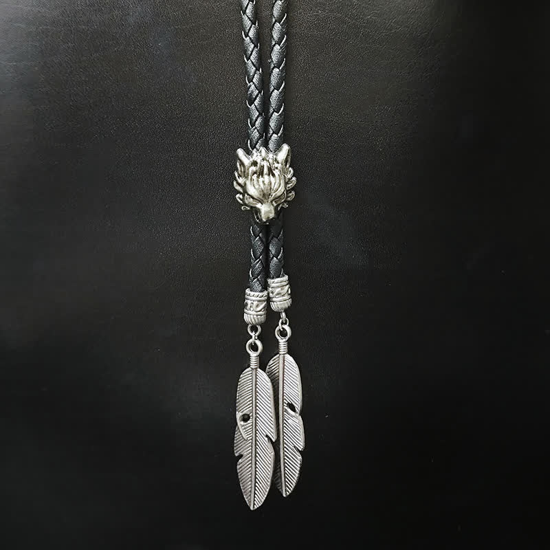 Mini Animal Series Pendant Feather Shape Tip Bolo Tie - Style #7 - image 9