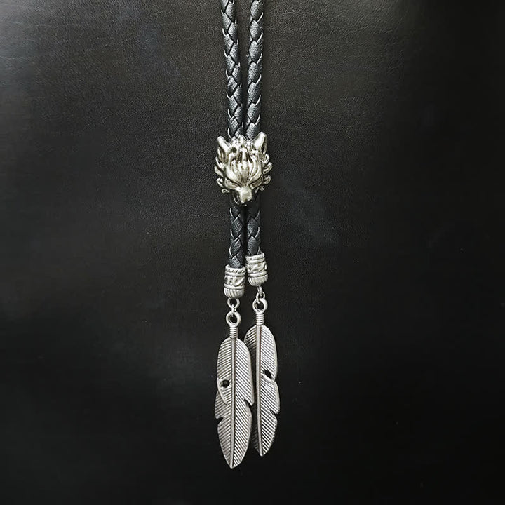 Mini Animal Series Pendant Feather Shape Tip Bolo Tie - Style #7 - image 9