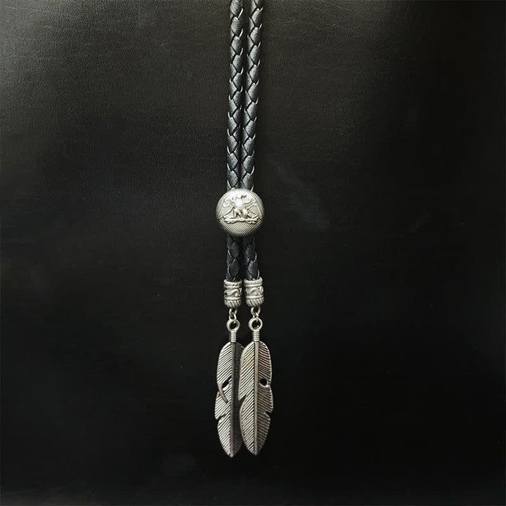 Mini Animal Series Pendant Feather Shape Tip Bolo Tie - Style #2 - image 4