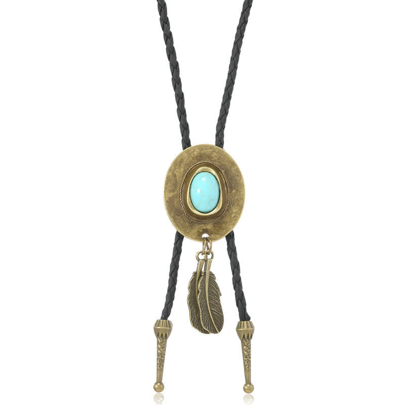 Vintage Bronze Cowboy Hat Shape Pendant Bolo Tie - image 3