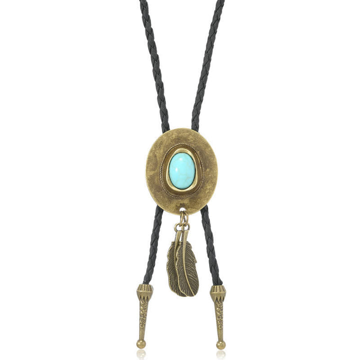 Vintage Bronze Cowboy Hat Shape Pendant Bolo Tie - image 3