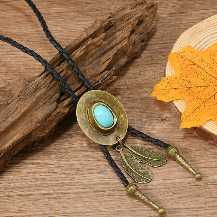 Vintage Bronze Cowboy Hat Shape Pendant Bolo Tie - Style #1 - image 1