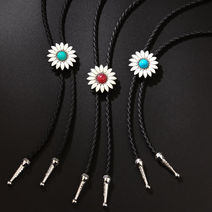 Little Daisy Sunflower Faux Gemstone Pendant Bolo Tie - image 0