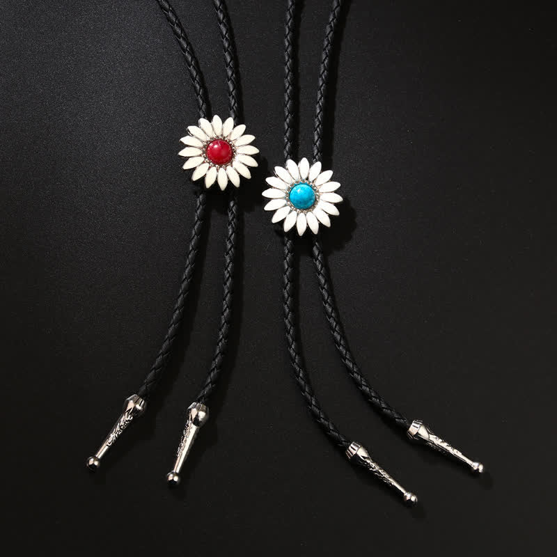 Little Daisy Sunflower Faux Gemstone Pendant Bolo Tie - image 5