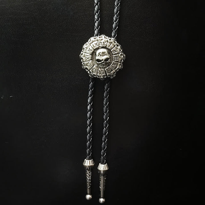 Punk Style Skull Head Silver Pendant Bolo Tie - Style #4 - image 5