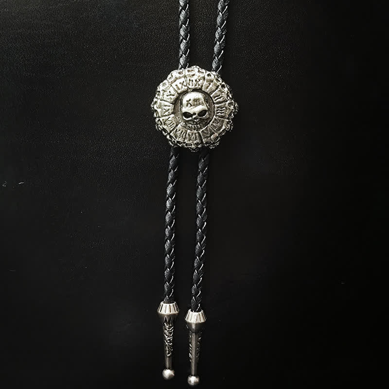 Punk Style Skull Head Silver Pendant Bolo Tie - Style #4 - image 5