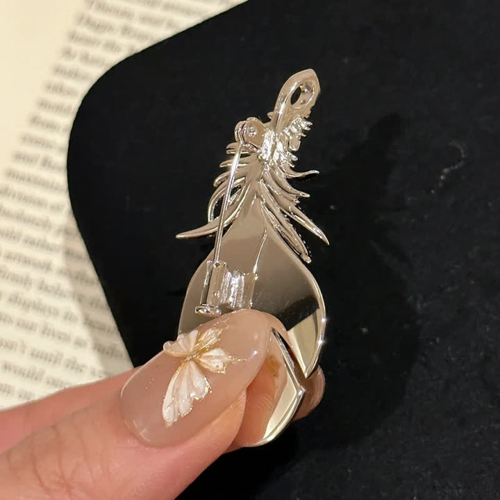 Women's Shiny Rhinestone Feather Pendant Brooch - image 3