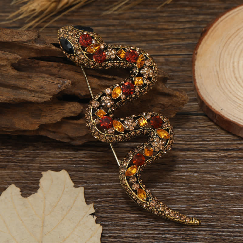 Wild Snake Sparkle Crystal Rhinestone Brooch - Champagne - image 0