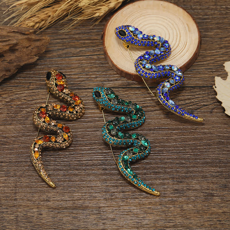 Wild Snake Sparkle Crystal Rhinestone Brooch - image 2