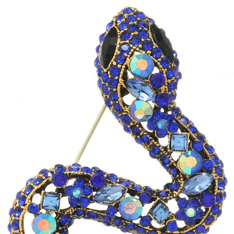Wild Snake Sparkle Crystal Rhinestone Brooch - image 5