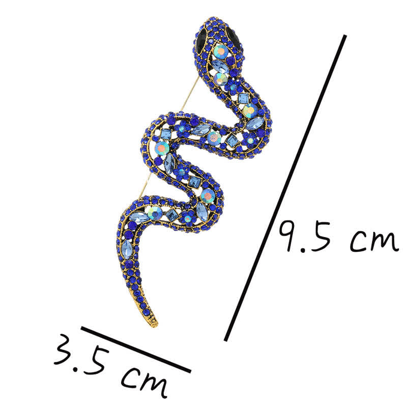 Wild Snake Sparkle Crystal Rhinestone Brooch - image 7