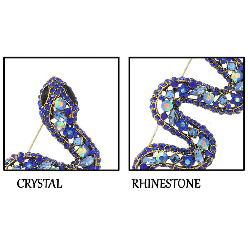 Wild Snake Sparkle Crystal Rhinestone Brooch - image 6