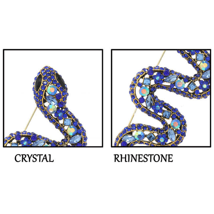 Wild Snake Sparkle Crystal Rhinestone Brooch - image 6