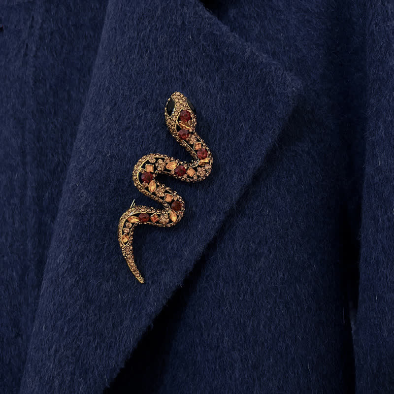 Wild Snake Sparkle Crystal Rhinestone Brooch - image 1