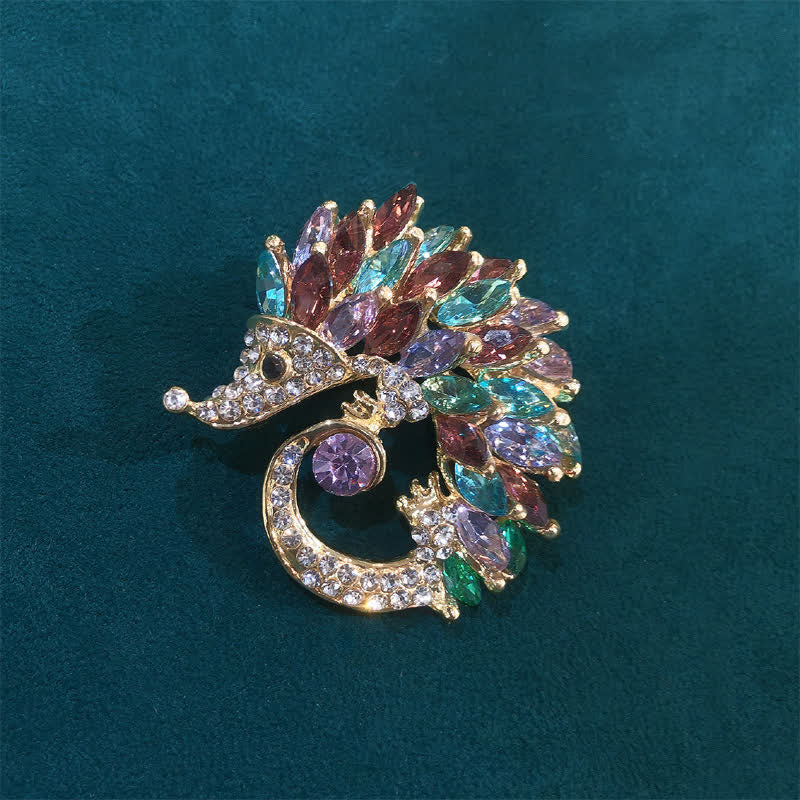 Multicolor Rhinestone Hedgehog Brooch - Violet - image 8