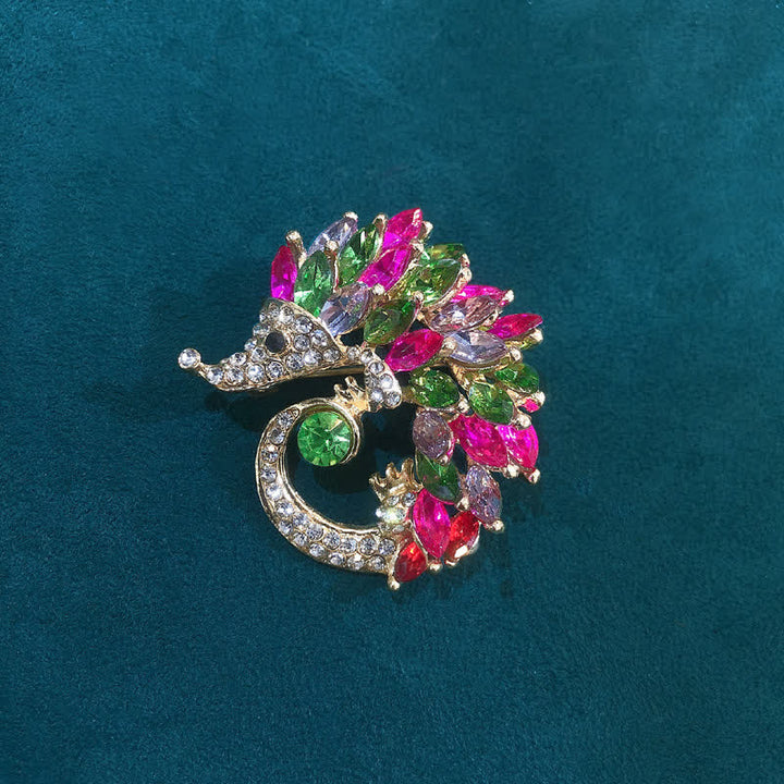 Multicolor Rhinestone Hedgehog Brooch - Pink - image 5