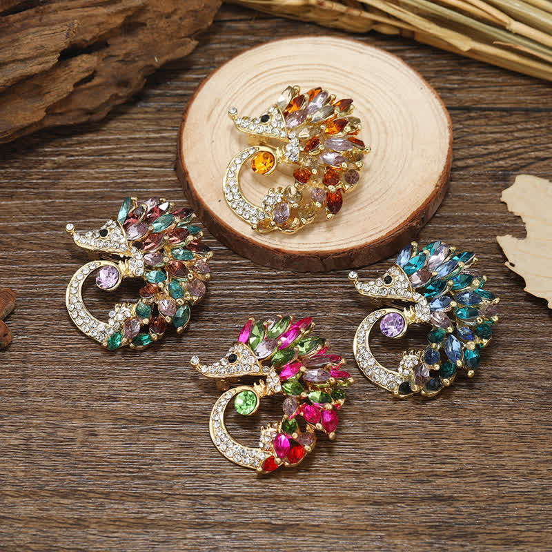 Multicolor Rhinestone Hedgehog Brooch - image 1