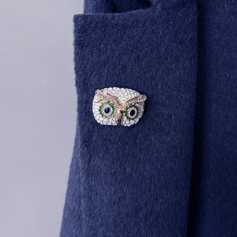 Vintage Glazed Feathers Owl Animal Brooch - image 1