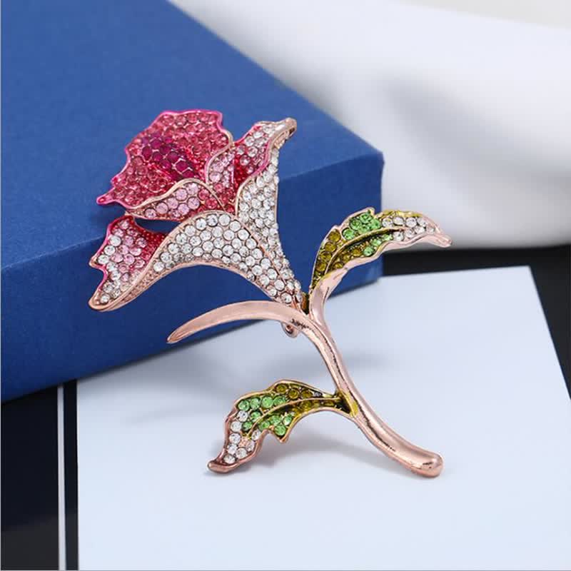 Graceful Charming Orchid Flower Rhinestone Brooch - Pink - image 6