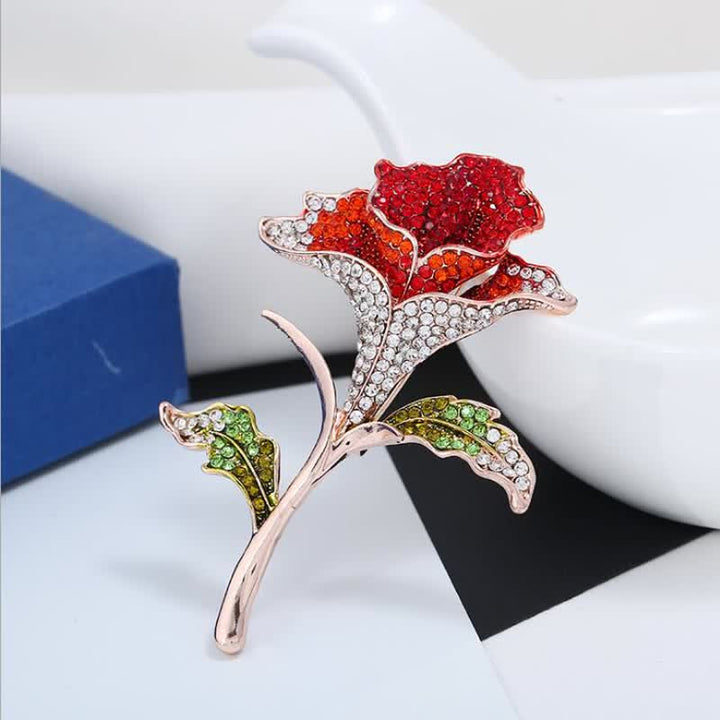 Graceful Charming Orchid Flower Rhinestone Brooch - image 1