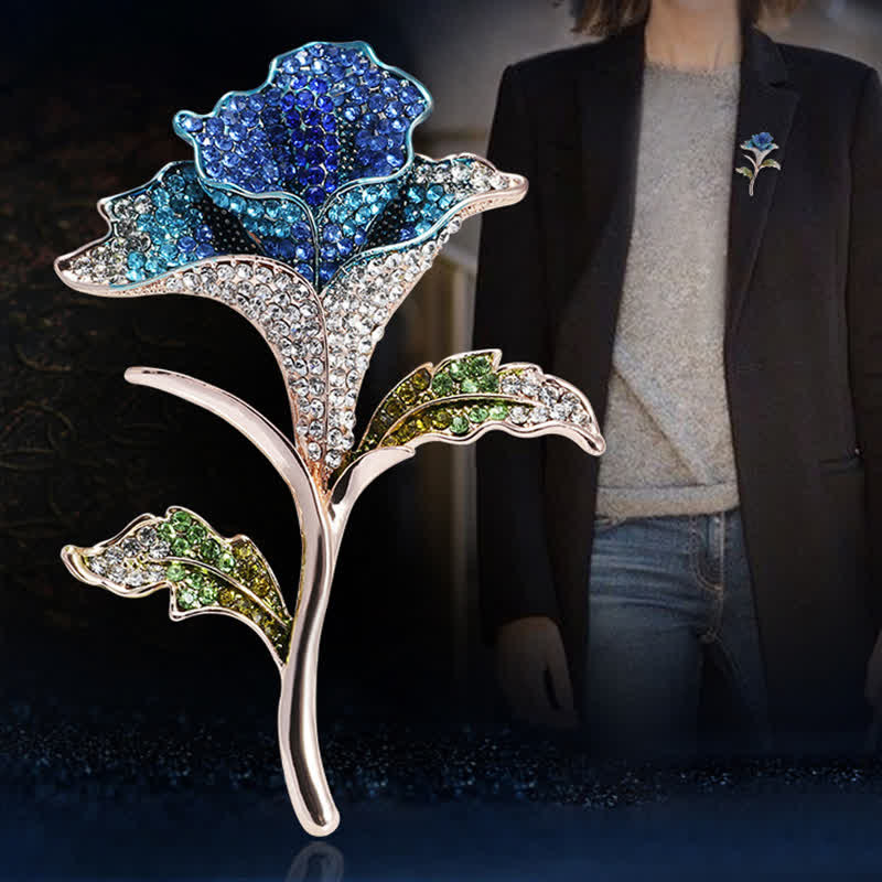 Graceful Charming Orchid Flower Rhinestone Brooch - image 3