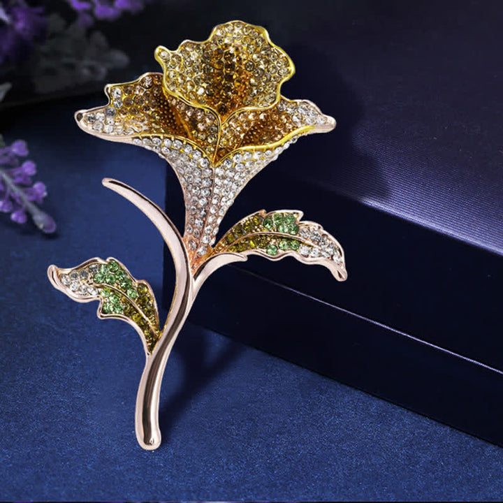 Graceful Charming Orchid Flower Rhinestone Brooch - image 5