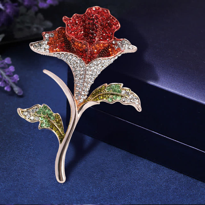 Graceful Charming Orchid Flower Rhinestone Brooch - Red - image 0