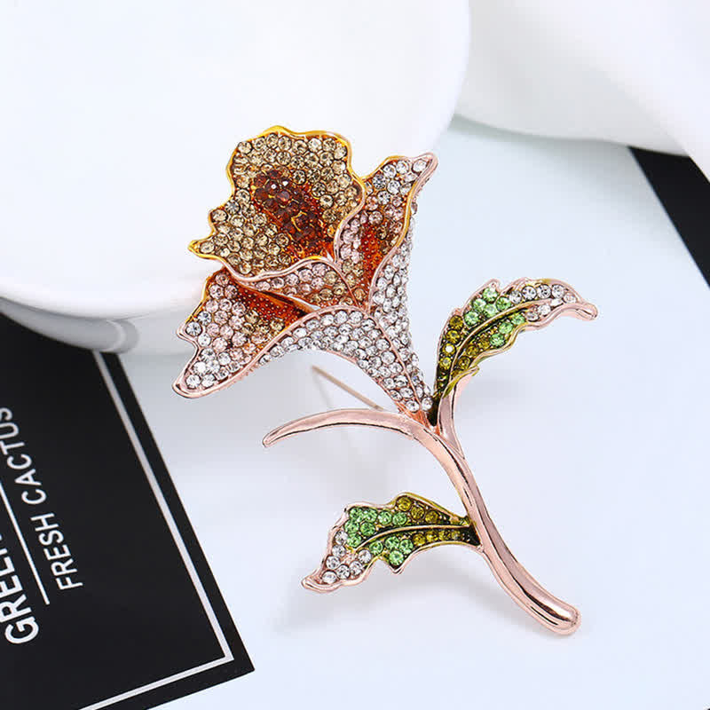 Graceful Charming Orchid Flower Rhinestone Brooch - Champagne - image 4